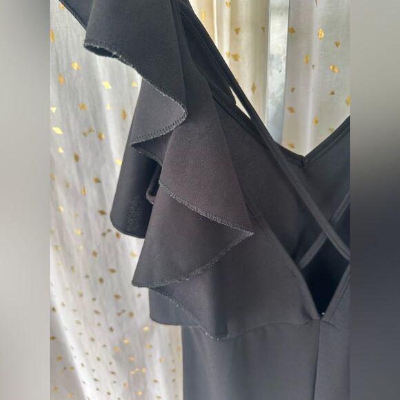 Boohoo Frill Open Back Short Waterfall Flutter Sleeve Flounced Hem Midi Dress 10 - Picture 8 of 10